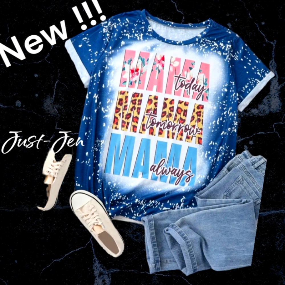 NWT !! Women's Plus Size Casual Blue Graphic Lettering Fashion Top!!💖💖 - Picture 2 of 12